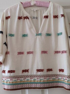 Lou & Grey for Loft top boxy textured southwest Aztec oversized M